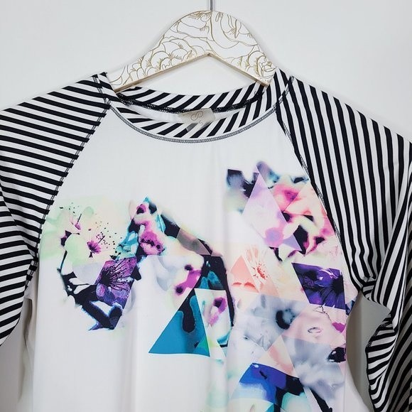 CALIA by Carrie Underwood Floral Mixed Print Long Sleeve Rash Guard Size Small - Picture 5 of 9